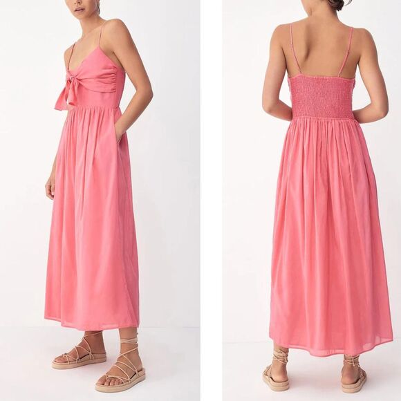 Bird & Knoll Bayou Silk Maxi Dress XS Pink NEW - Picture 1 of 11